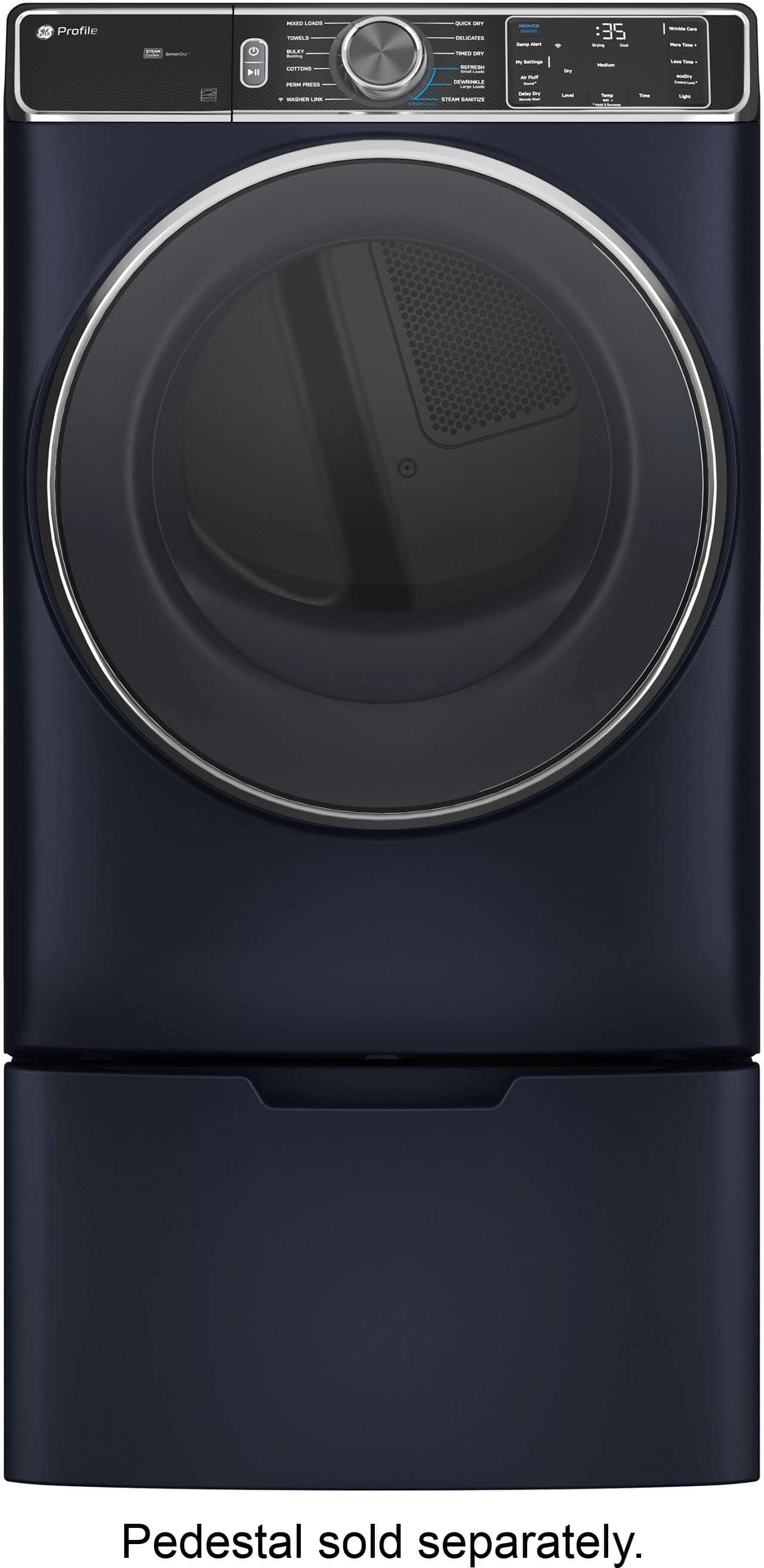 Alt View 19. GE Profile - 7.8 Cu. Ft. Stackable Smart Electric Dryer with Steam and Sanitize Cycle - Sapphire Blue.