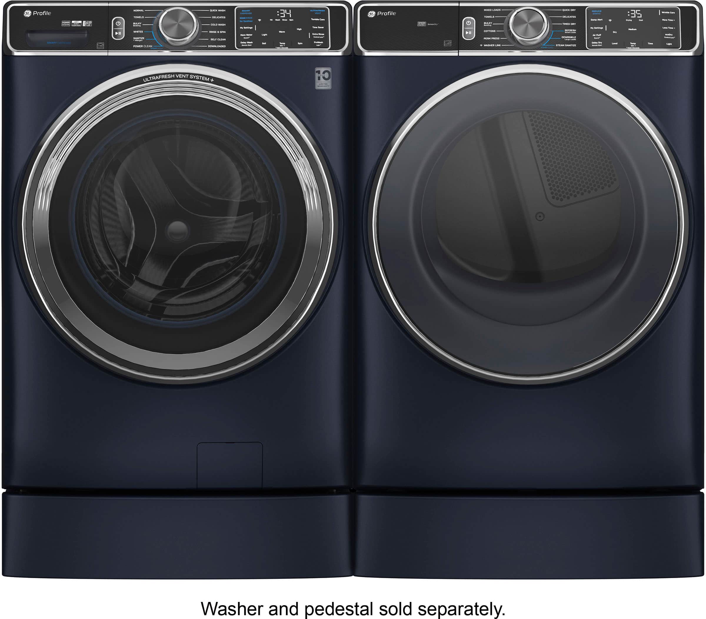 Alt View 22. GE Profile - 7.8 Cu. Ft. Stackable Smart Electric Dryer with Steam and Sanitize Cycle - Sapphire Blue.