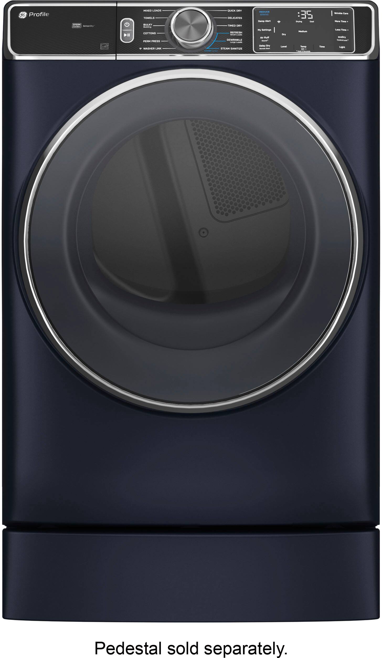 Alt View 23. GE Profile - 7.8 Cu. Ft. Stackable Smart Electric Dryer with Steam and Sanitize Cycle - Sapphire Blue.