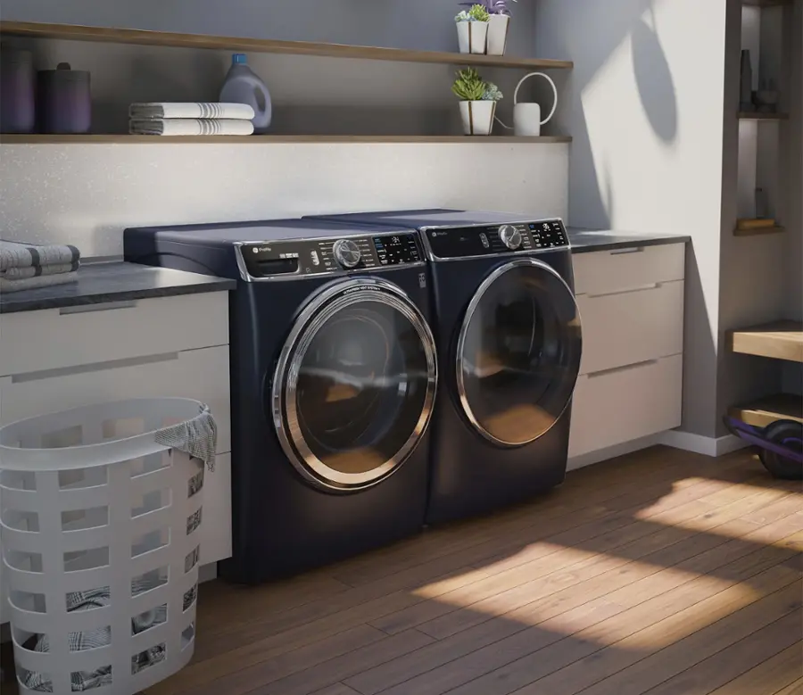 Alt View 24. GE Profile - 7.8 Cu. Ft. Stackable Smart Electric Dryer with Steam and Sanitize Cycle - Sapphire Blue.