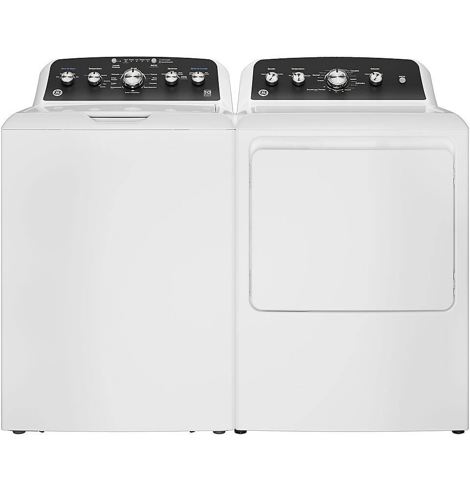 Alt View 12. GE - 7.2 Cu. Ft. Electric Dryer with Spanish Control Panel - White with Matte Black.