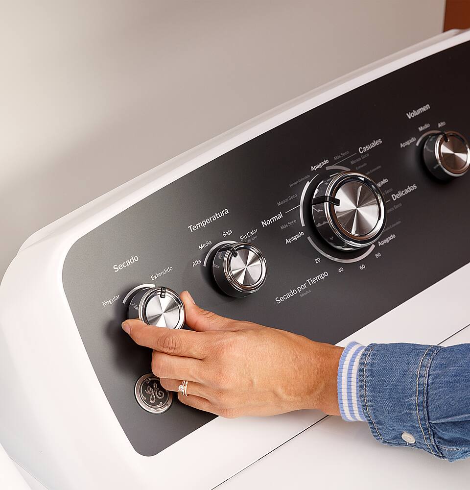 Alt View 15. GE - 7.2 Cu. Ft. Electric Dryer with Spanish Control Panel - White with Matte Black.