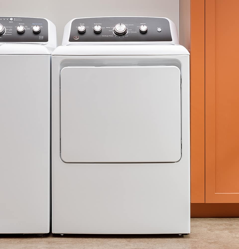 Alt View 17. GE - 7.2 Cu. Ft. Electric Dryer with Spanish Control Panel - White with Matte Black.