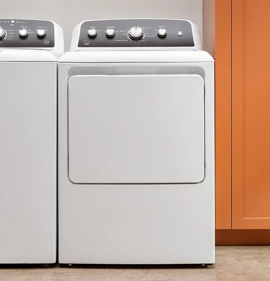 Alt View 17. GE - 7.2 Cu. Ft. Electric Dryer with Spanish Control Panel - White with Matte Black.