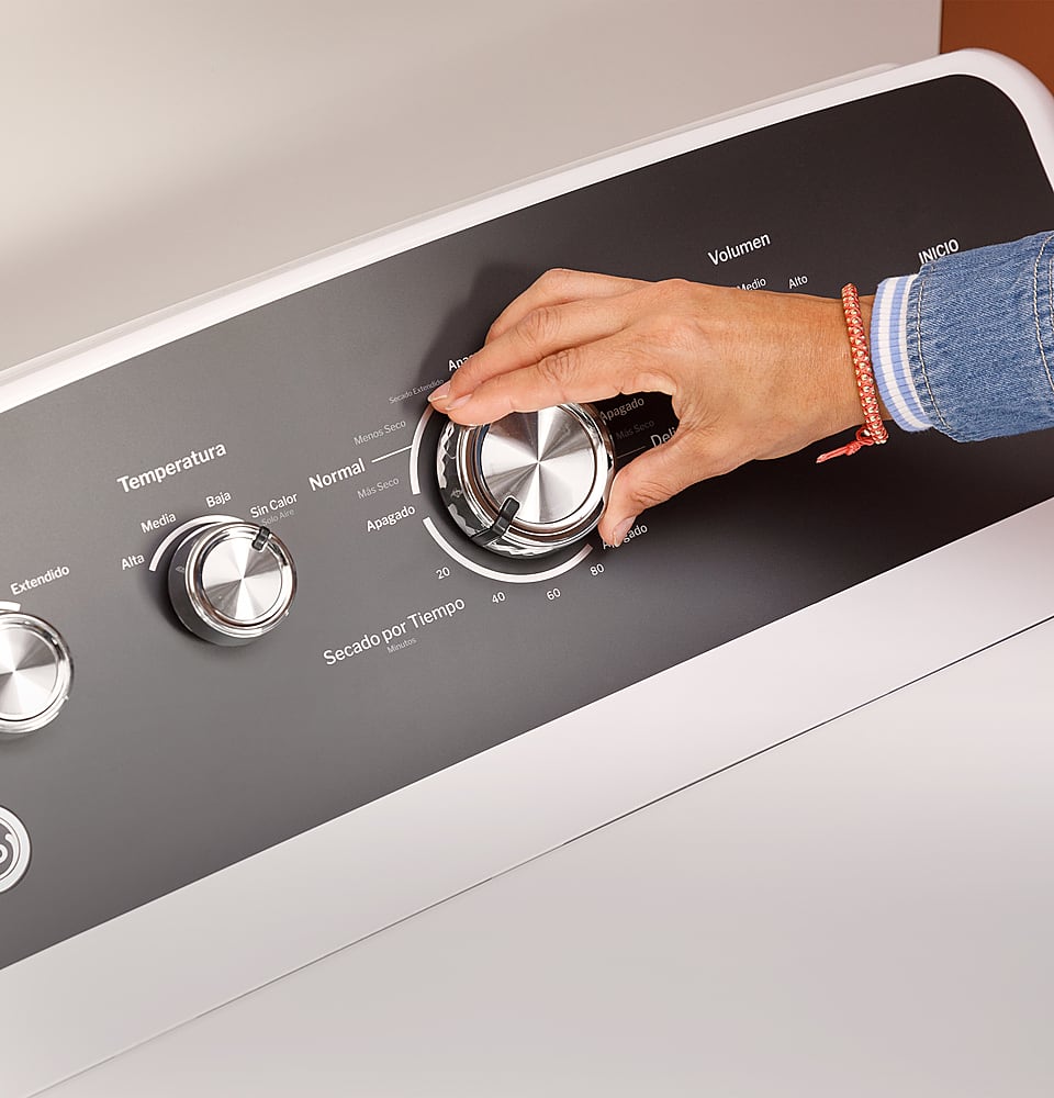 Alt View 19. GE - 7.2 Cu. Ft. Electric Dryer with Spanish Control Panel - White with Matte Black.