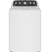 GE - 4.5 Cu. Ft. High-Efficiency Top Load Washer with Spanish Control Panel - White with Black Matte - Front_Zoom