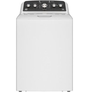 GE - 4.5 Cu. Ft. High-Efficiency Top Load Washer with Spanish Control Panel - White with Matte Black