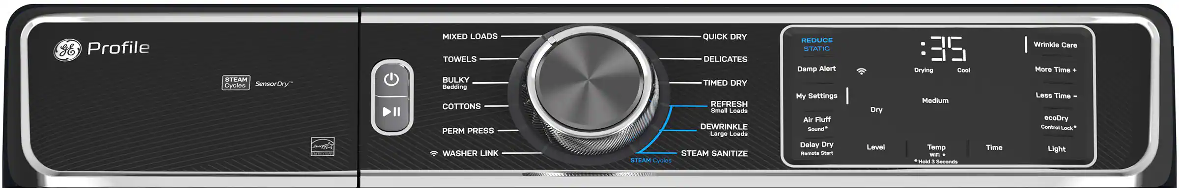 Alt View 11. GE Profile - 7.8 Cu. Ft. Stackable Smart Electric Dryer with Steam and Washer Link - Sapphire Blue.