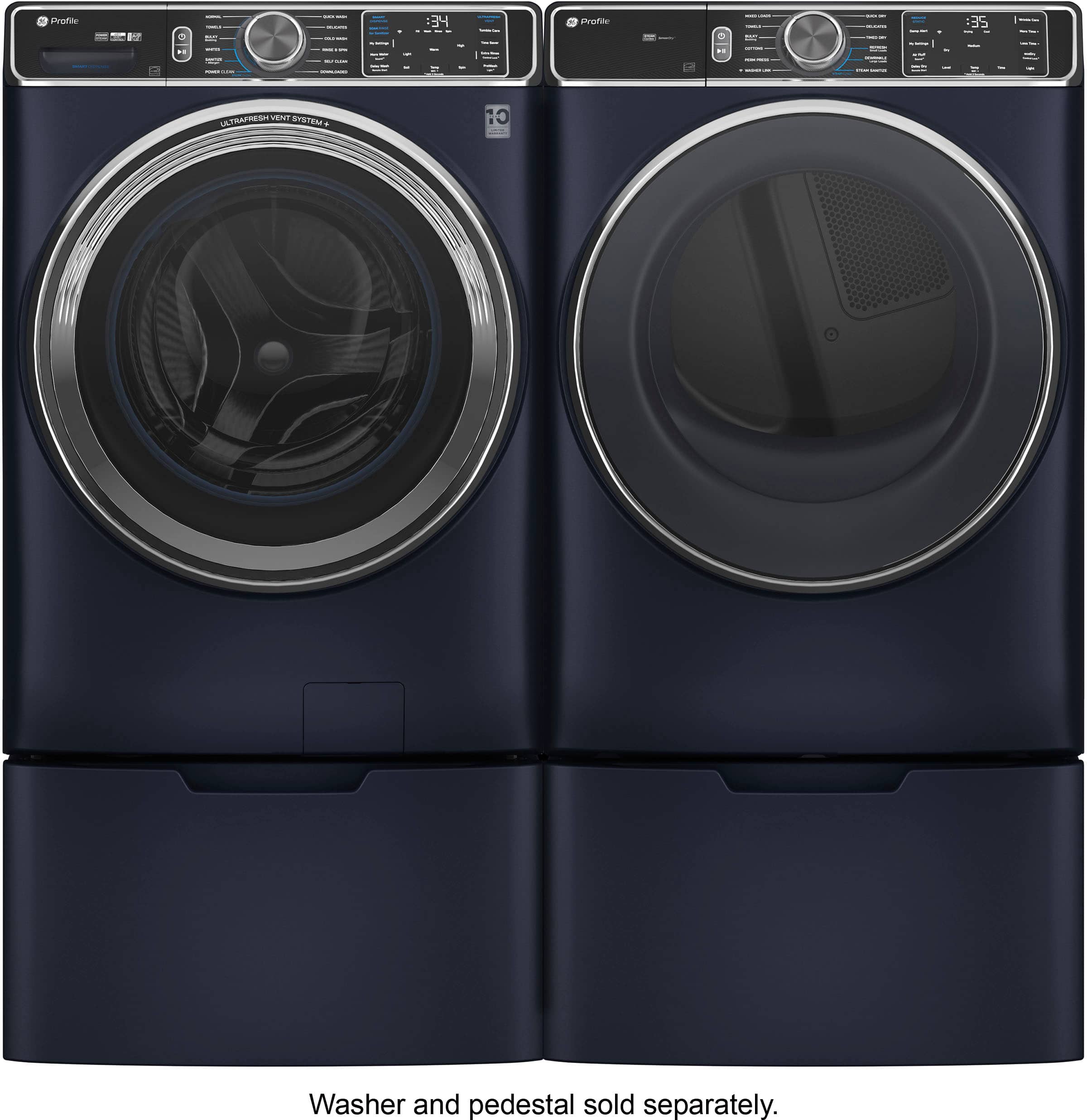 Alt View 18. GE Profile - 7.8 Cu. Ft. Stackable Smart Electric Dryer with Steam and Washer Link - Sapphire Blue.