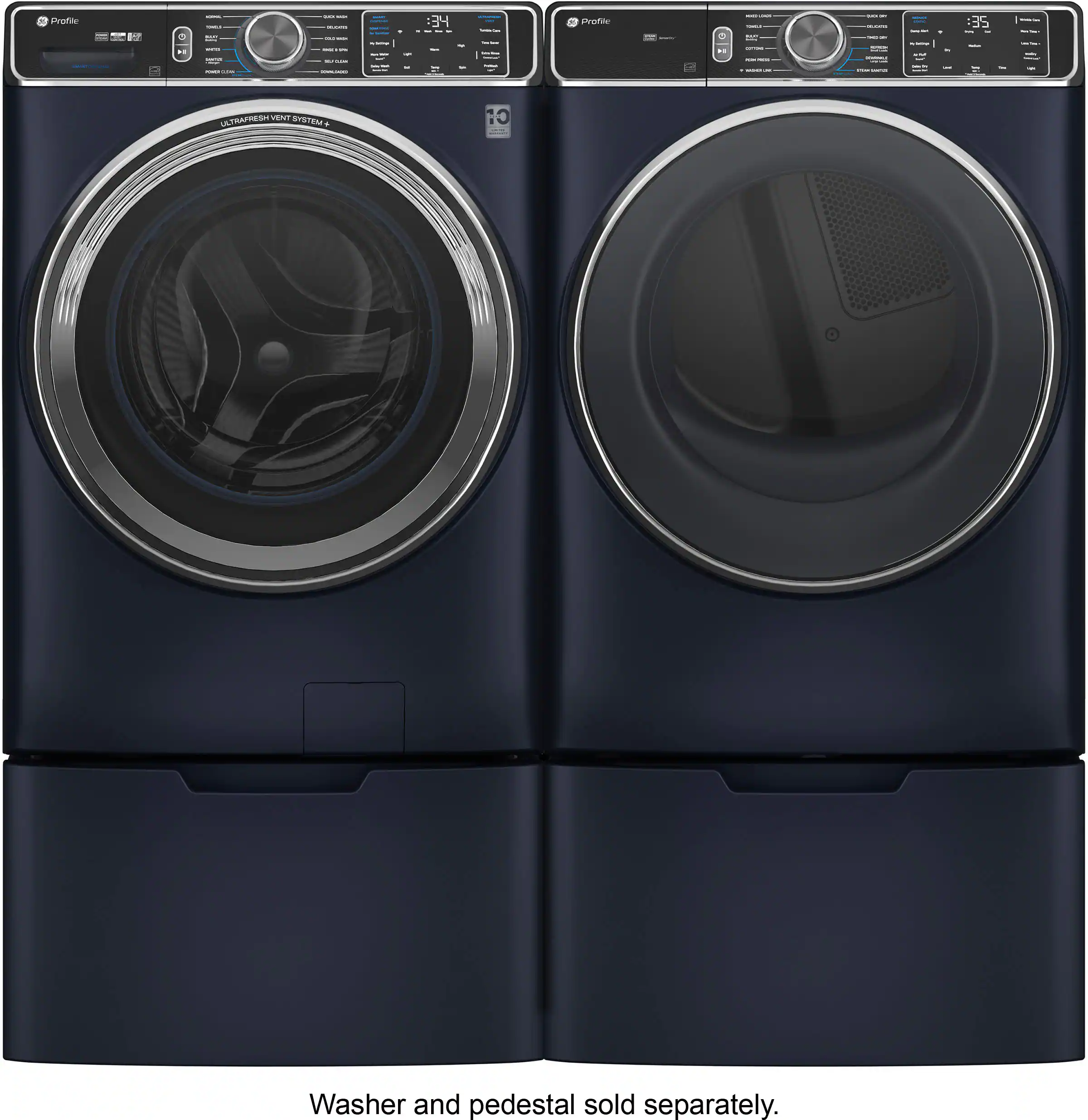Alt View 18. GE Profile - 7.8 Cu. Ft. Stackable Smart Electric Dryer with Steam and Washer Link - Sapphire Blue.