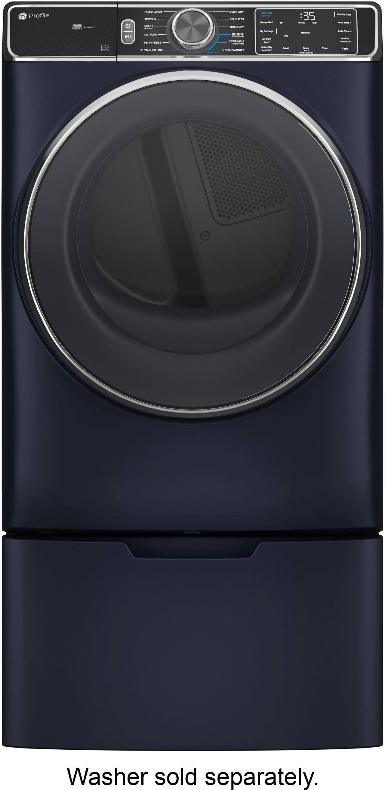 Alt View 19. GE Profile - 7.8 Cu. Ft. Stackable Smart Electric Dryer with Steam and Washer Link - Sapphire Blue.