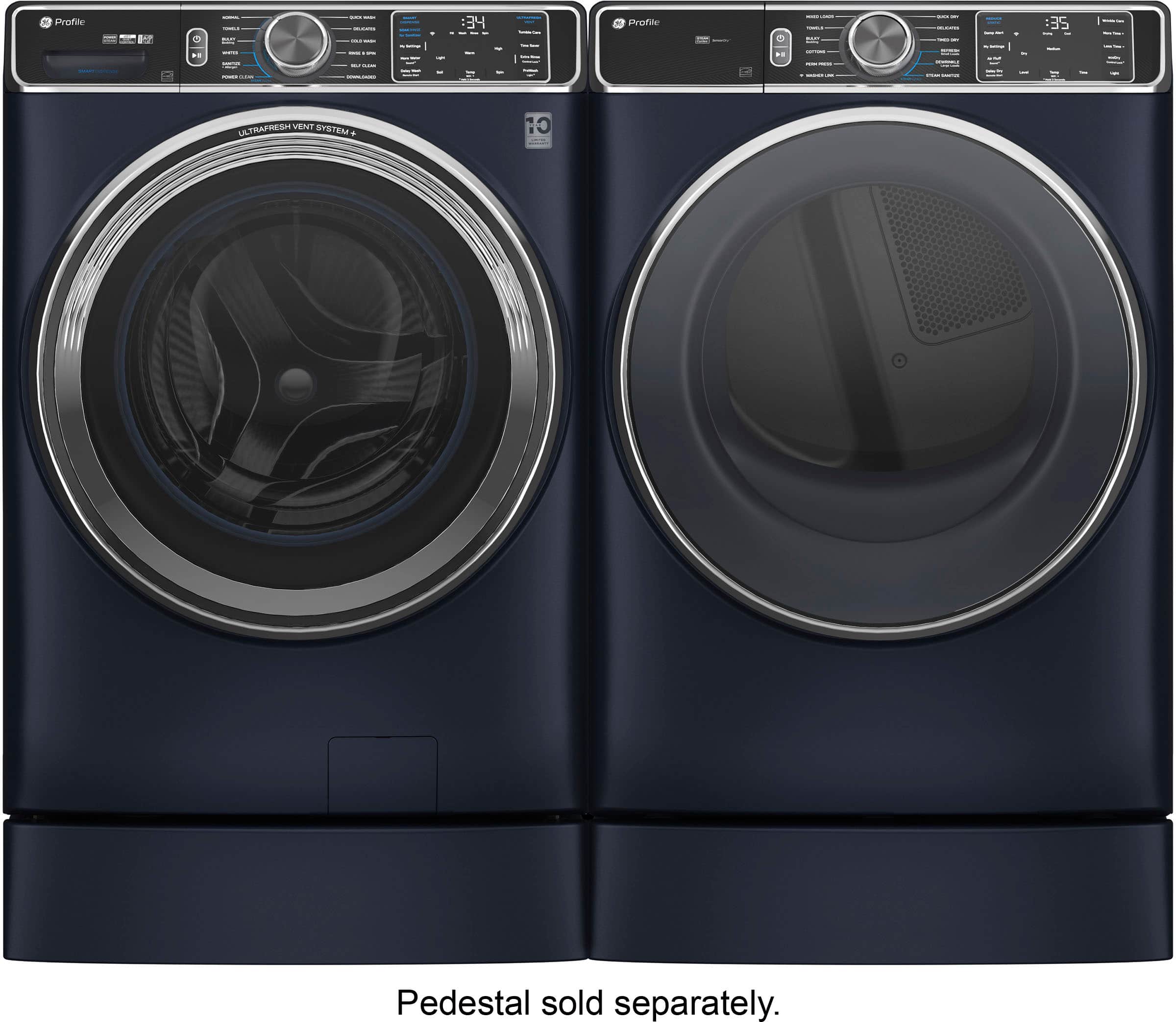 Alt View 22. GE Profile - 7.8 Cu. Ft. Stackable Smart Electric Dryer with Steam and Washer Link - Sapphire Blue.
