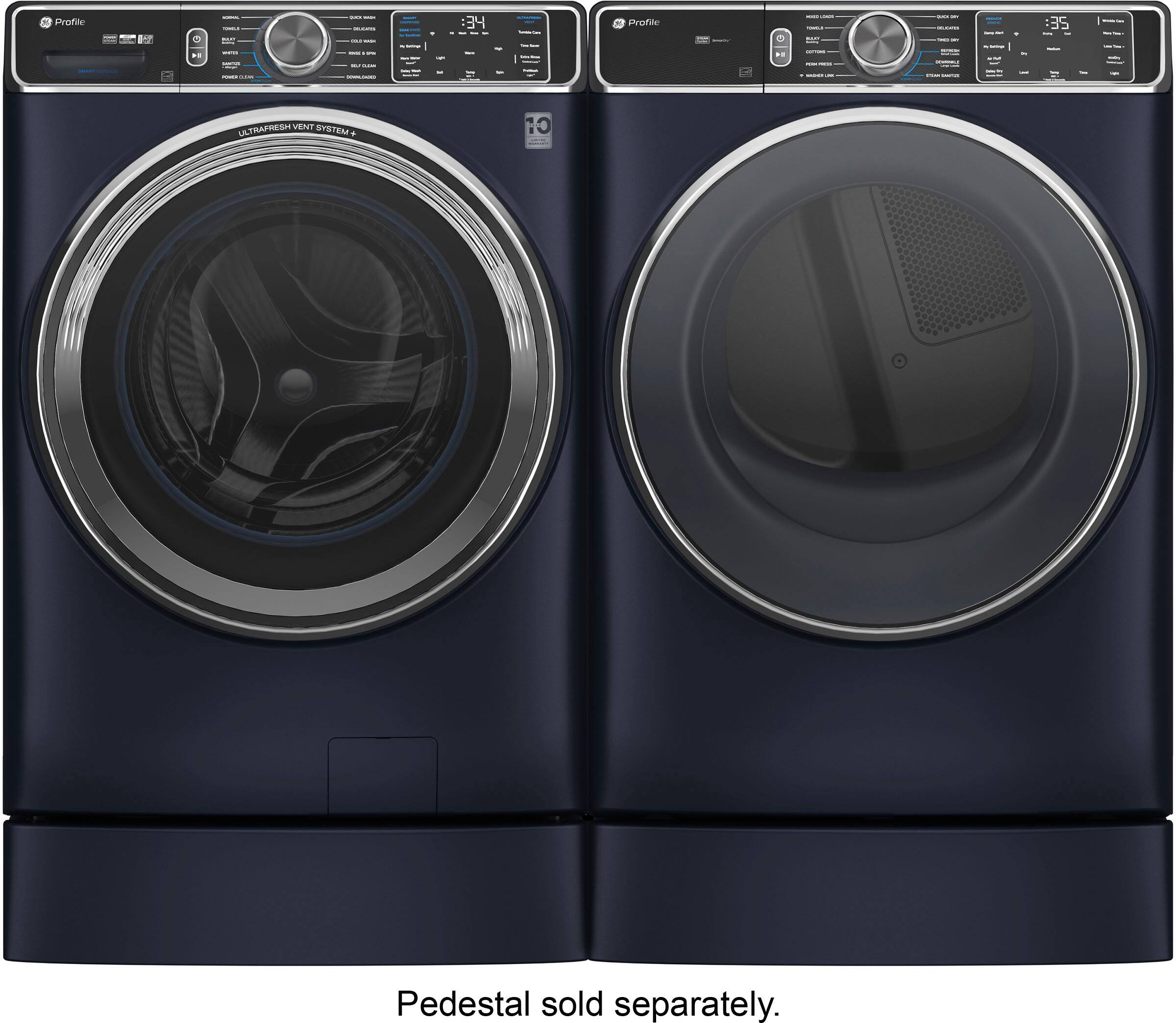 Alt View 22. GE Profile - 7.8 Cu. Ft. Stackable Smart Electric Dryer with Steam and Washer Link - Sapphire Blue.