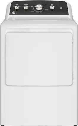 Front. GE - 7.2 Cu. Ft. Gas Dryer with Auto Dry - White with Matte Black.