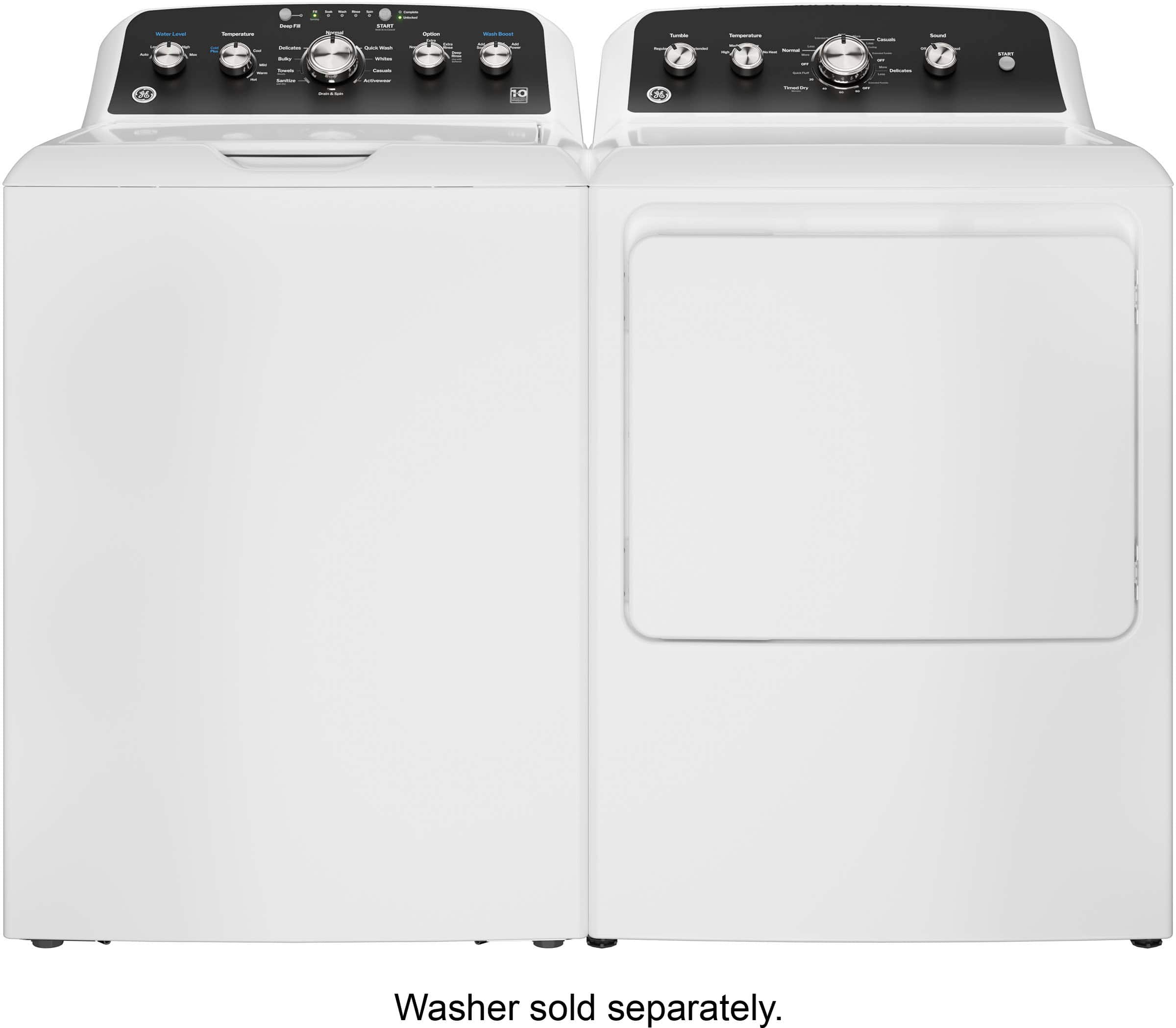 Alt View 12. GE - 7.2 Cu. Ft. Gas Dryer with Auto Dry - White with Matte Black.