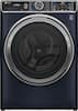 Front. GE Profile - 5.3 Cu. Ft. Stackable Smart Front Load Washer with Steam and UltraFresh Vent System+ With OdorBlock - Sapphire Blue.
