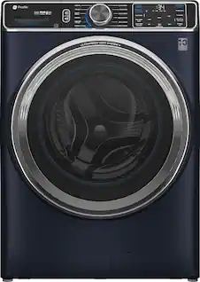 Front. GE Profile - 5.3 Cu. Ft. Stackable Smart Front Load Washer with Steam and UltraFresh Vent System+ With OdorBlock - Sapphire Blue.
