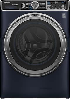 Front. GE Profile - 5.3 Cu. Ft. Stackable Smart Front Load Washer with Steam and UltraFresh Vent System+ With OdorBlock - Sapphire Blue.