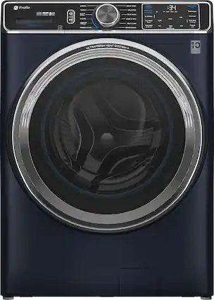 Front. GE Profile - 5.3 Cu. Ft. Stackable Smart Front Load Washer with Steam and UltraFresh Vent System+ With OdorBlock - Sapphire Blue.