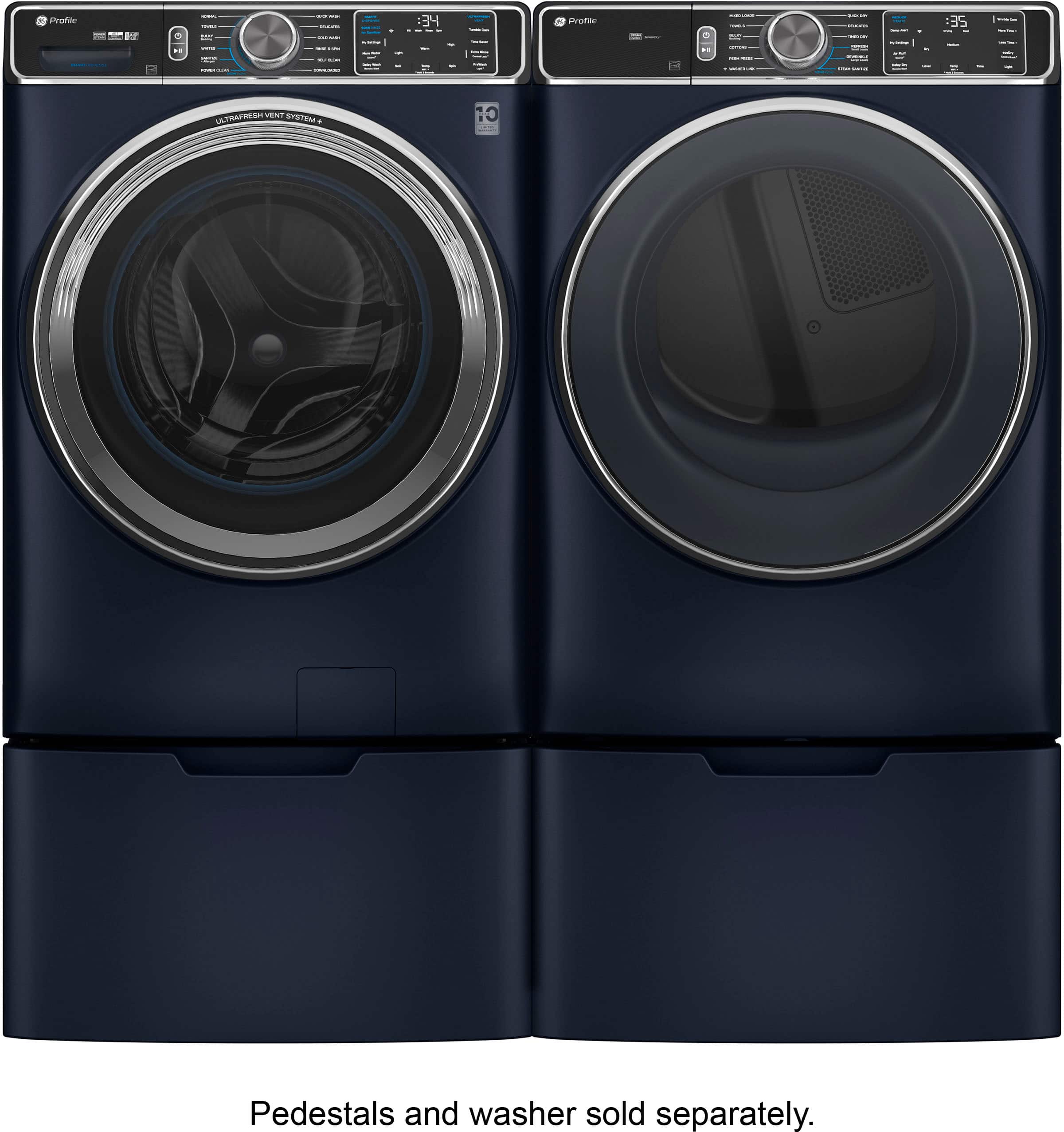 Alt View 17. GE Profile - 5.3 Cu. Ft. Stackable Smart Front Load Washer with Steam and UltraFresh Vent System+ With OdorBlock - Sapphire Blue.