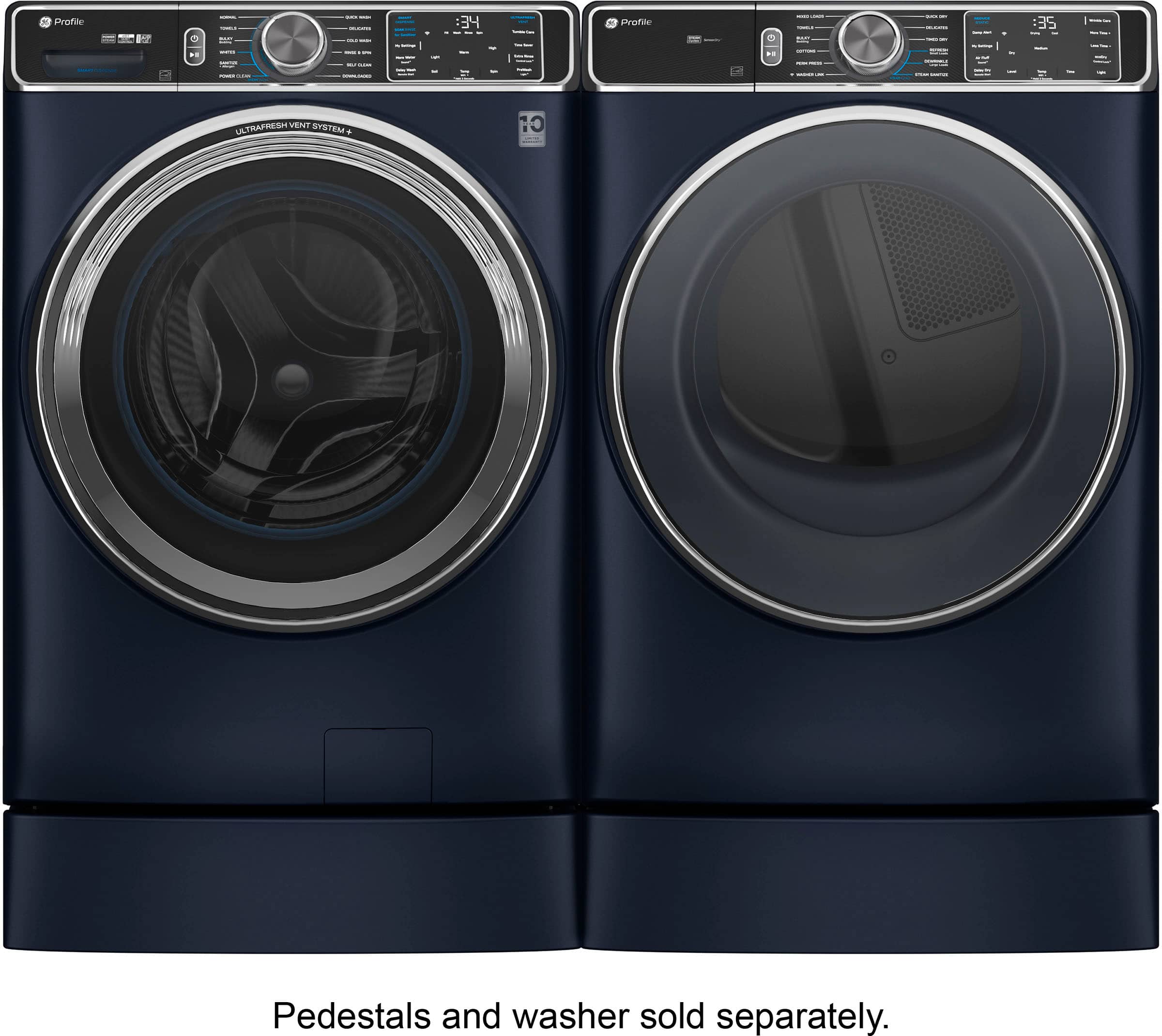 Alt View 22. GE Profile - 5.3 Cu. Ft. Stackable Smart Front Load Washer with Steam and UltraFresh Vent System+ With OdorBlock - Sapphire Blue.