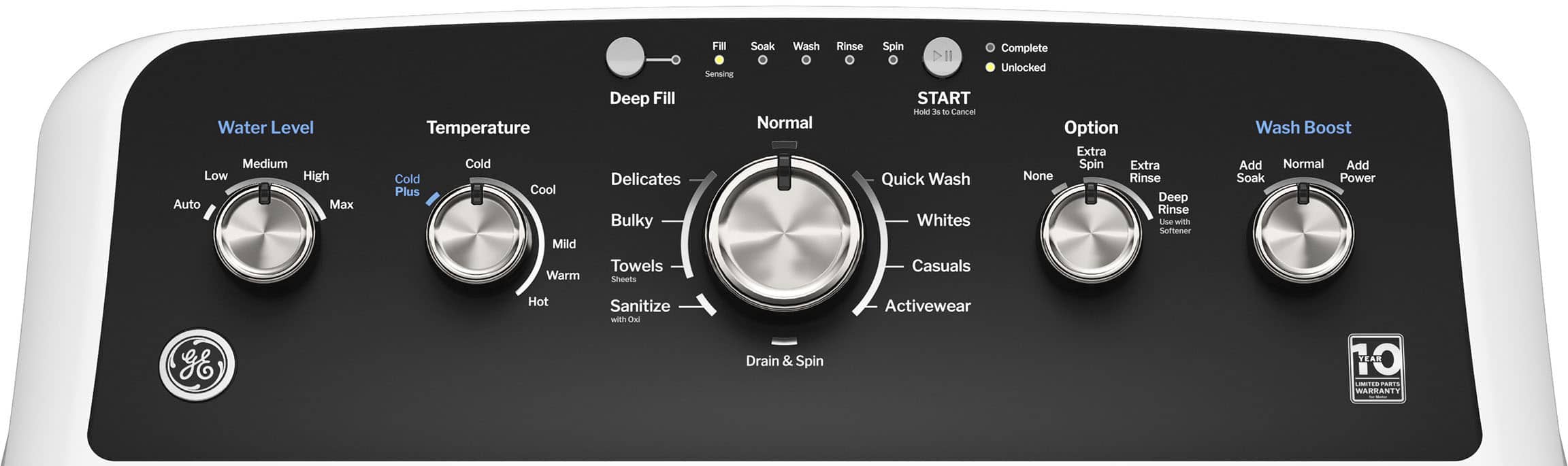 Alt View 11. GE - 4.5 Cu. Ft. High-Efficiency Top Load Washer with Wash Boost - White with Matte Black.