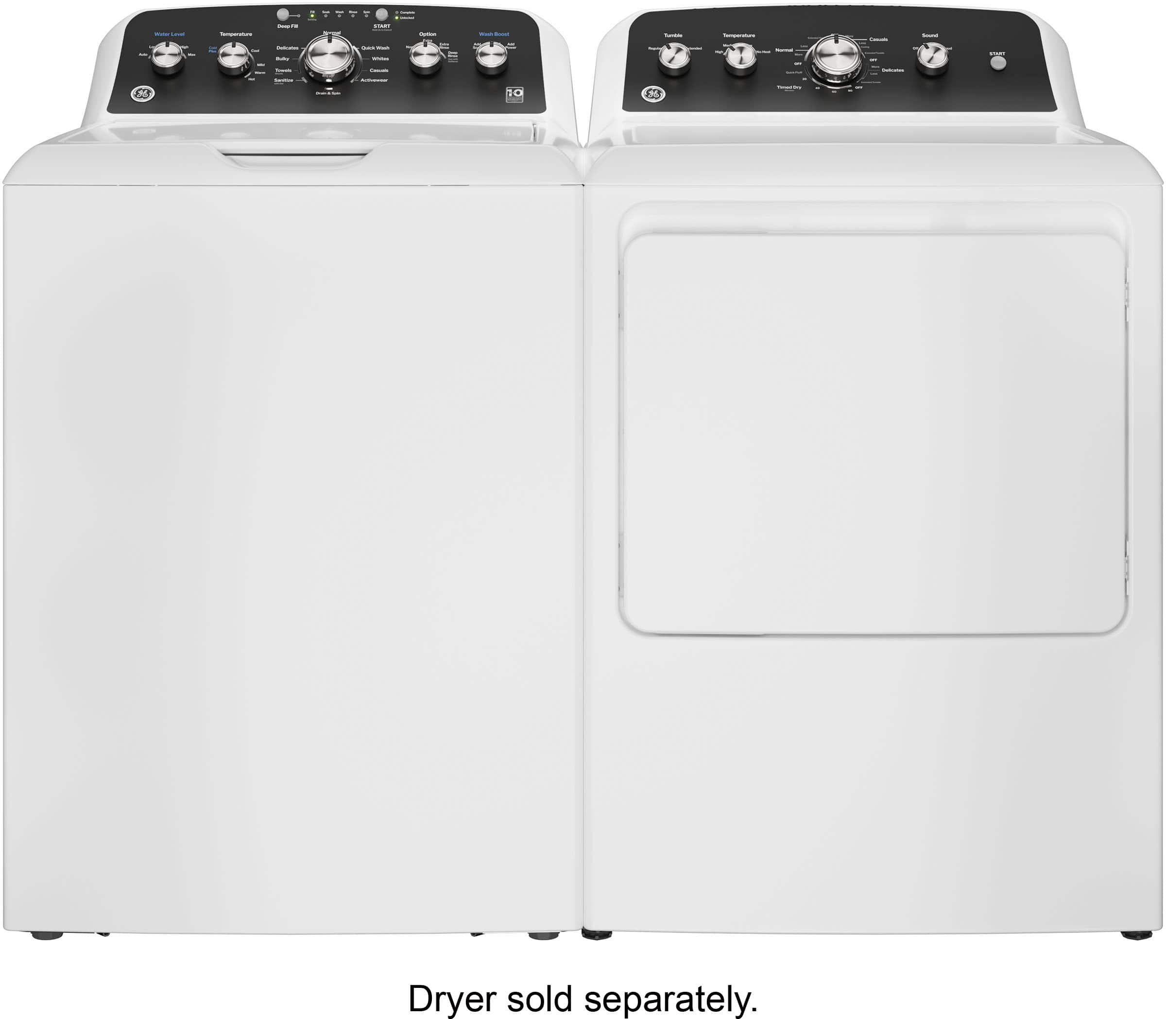 Alt View 13. GE - 4.5 Cu. Ft. High-Efficiency Top Load Washer with Wash Boost - White with Matte Black.
