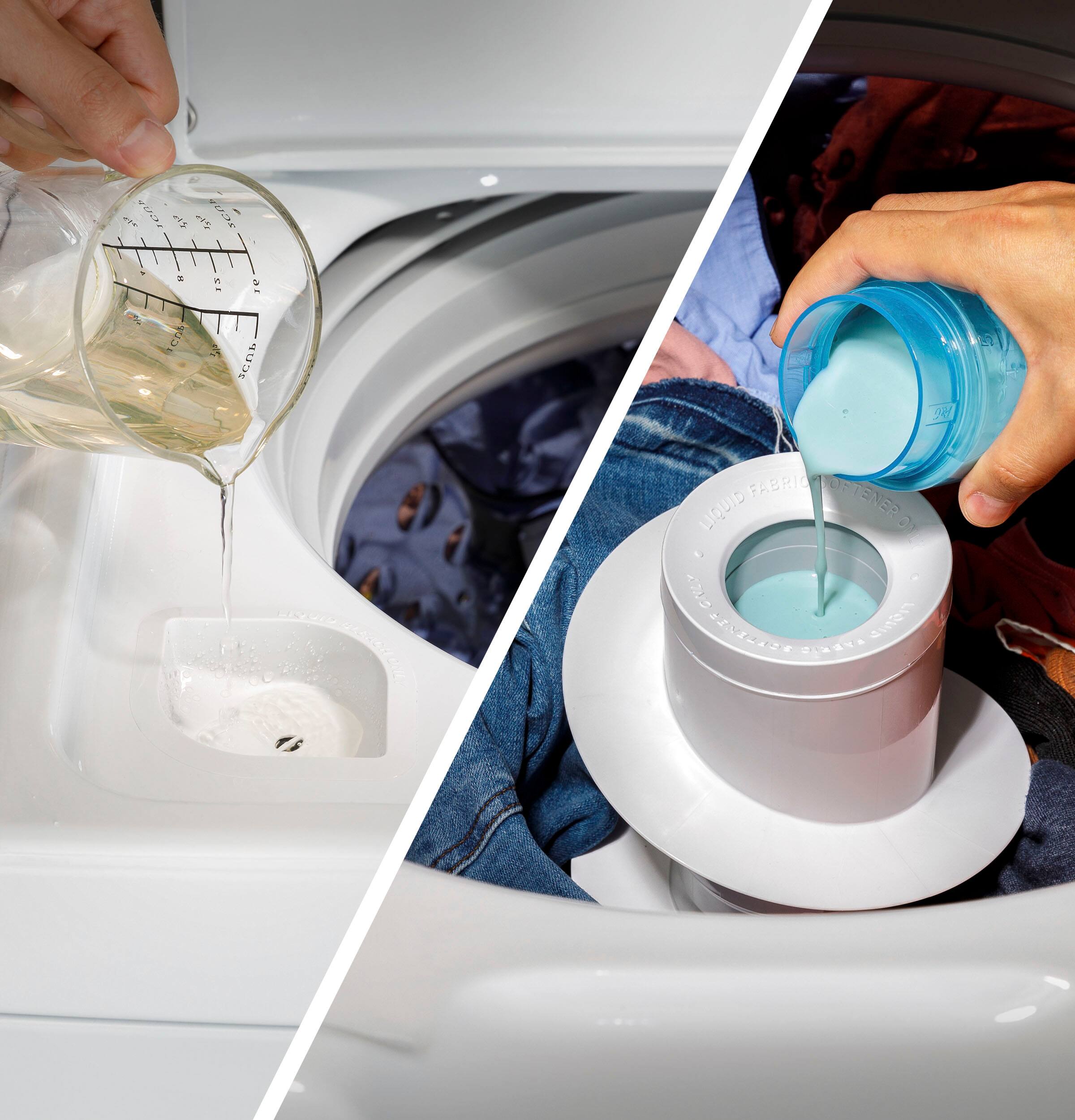 Alt View 24. GE - 4.5 Cu. Ft. High-Efficiency Top Load Washer with Wash Boost - White with Matte Black.