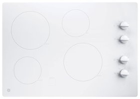 GE - 30" Built-In Electric Cooktop - White - Front_Zoom