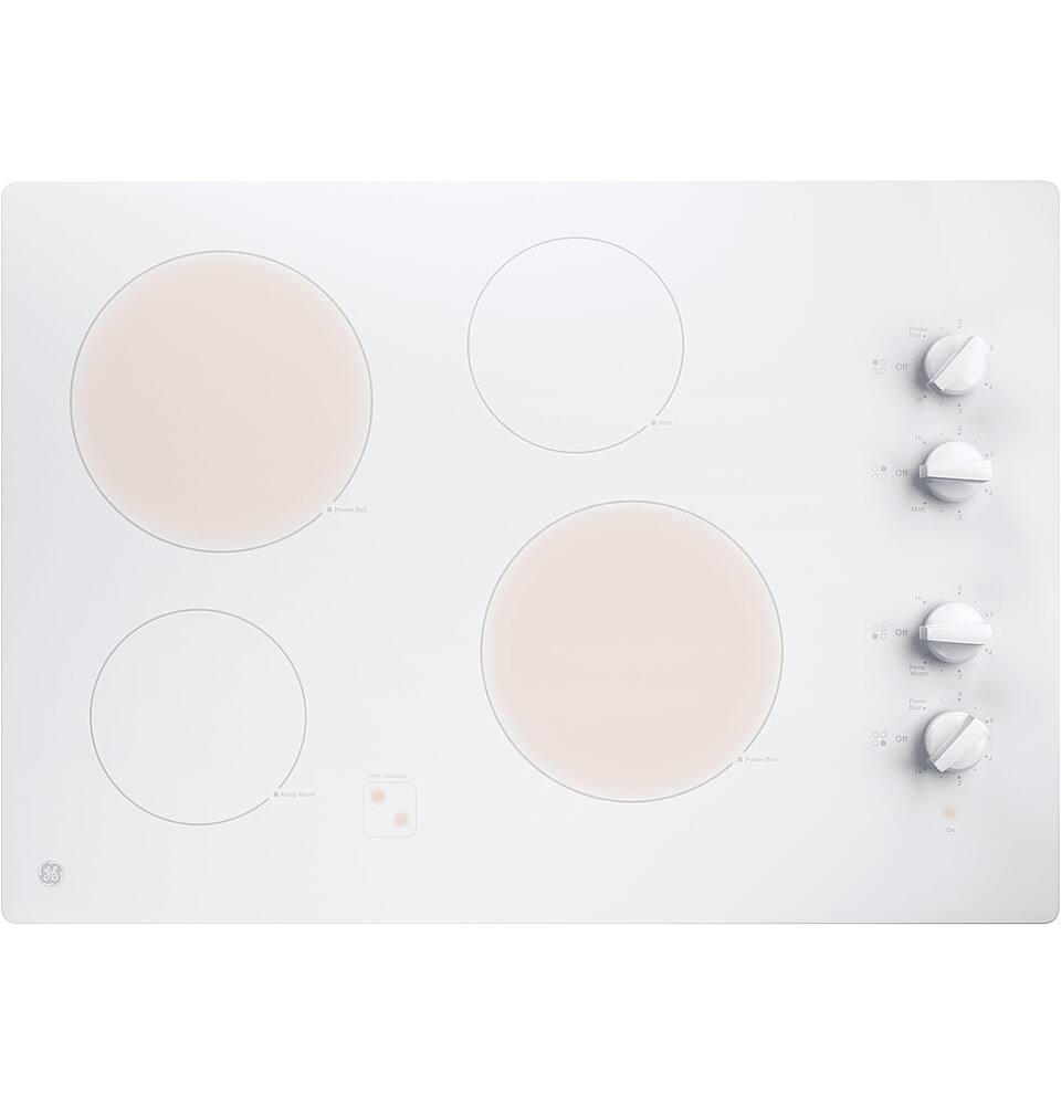 Alt View 12. GE - 30" Built-In Electric Cooktop - White.