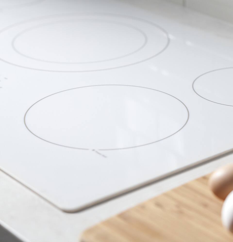 Alt View 13. GE - 30" Built-In Electric Cooktop - White.
