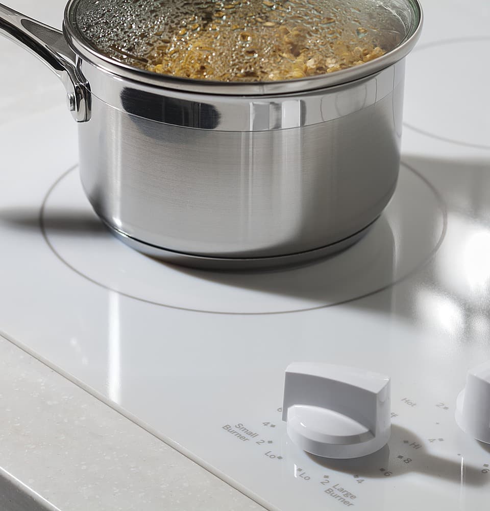 Alt View 14. GE - 30" Built-In Electric Cooktop - White.