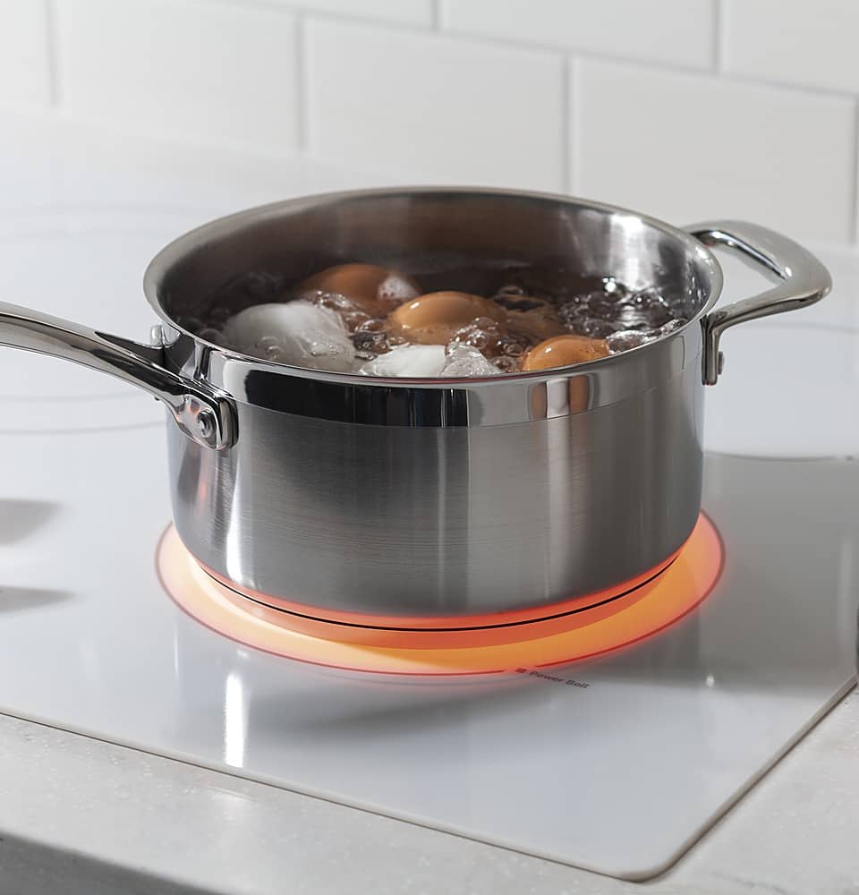 Alt View 15. GE - 30" Built-In Electric Cooktop - White.