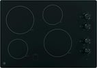 Front. GE - 30" Built-In Electric Cooktop - Black.