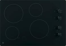 Front. GE - 30" Built-In Electric Cooktop - Black.