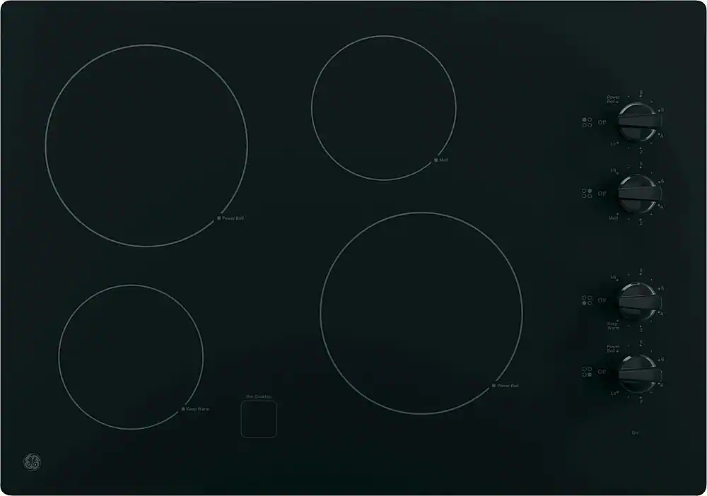 Front. GE - 30" Built-In Electric Cooktop - Black.