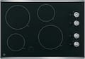 GE - 30 in. Wide 4 Element Built-In Electric Cooktop with 2 Power Boil Elements - Stainless Steel on Black