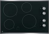GE - 30" Built-In Electric Cooktop - Stainless Steel on Black