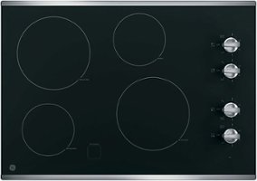 GE - 30" Built-In Electric Cooktop - Stainless Steel on Black - Front_Zoom