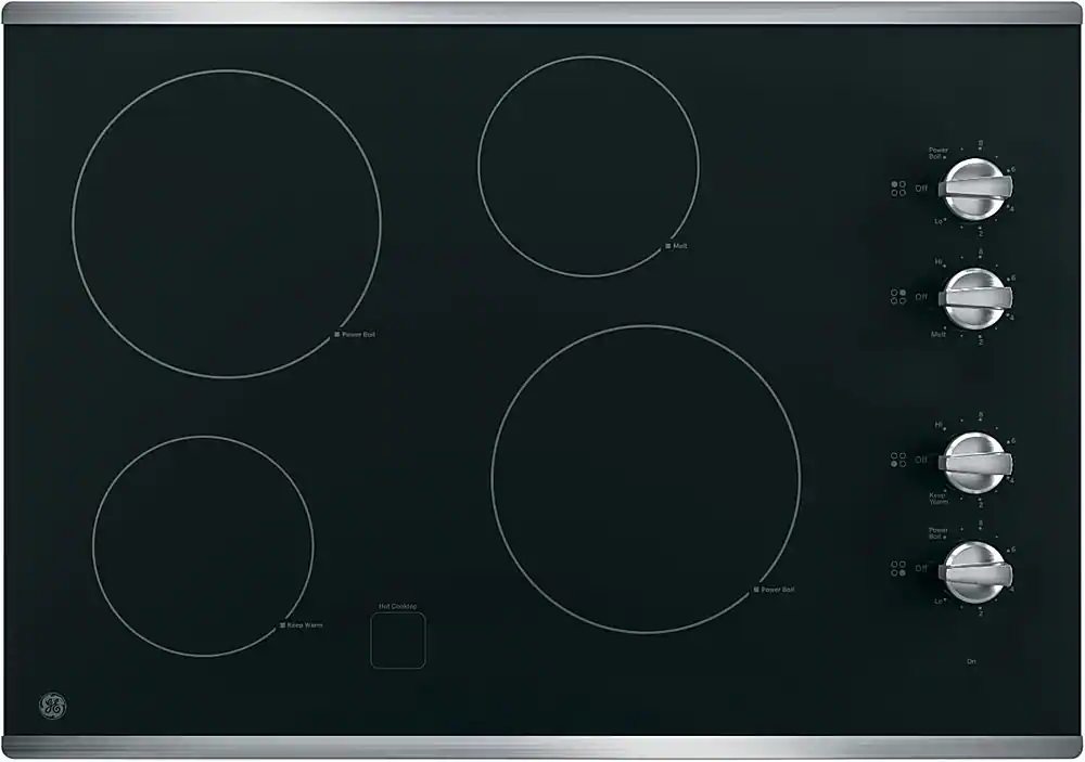 GE - 30" Built-In Electric Cooktop - Stainless Steel on Black