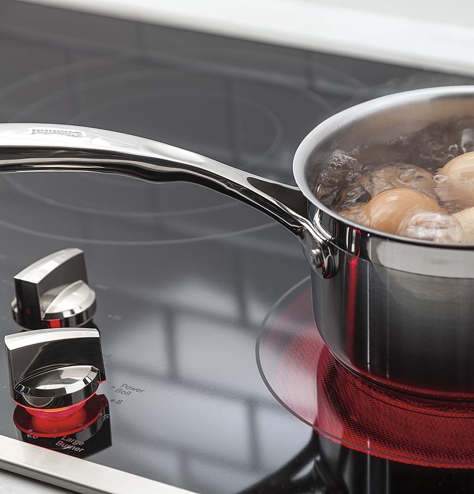 Alt View 16. GE - 30" Built-In Electric Cooktop - Stainless Steel-on-Black.