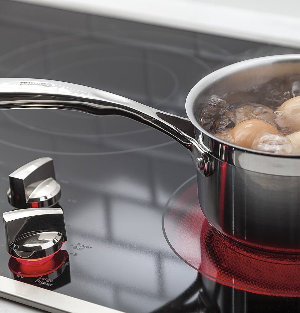 Alt View 16. GE - 30" Built-In Electric Cooktop - Stainless Steel-on-Black.