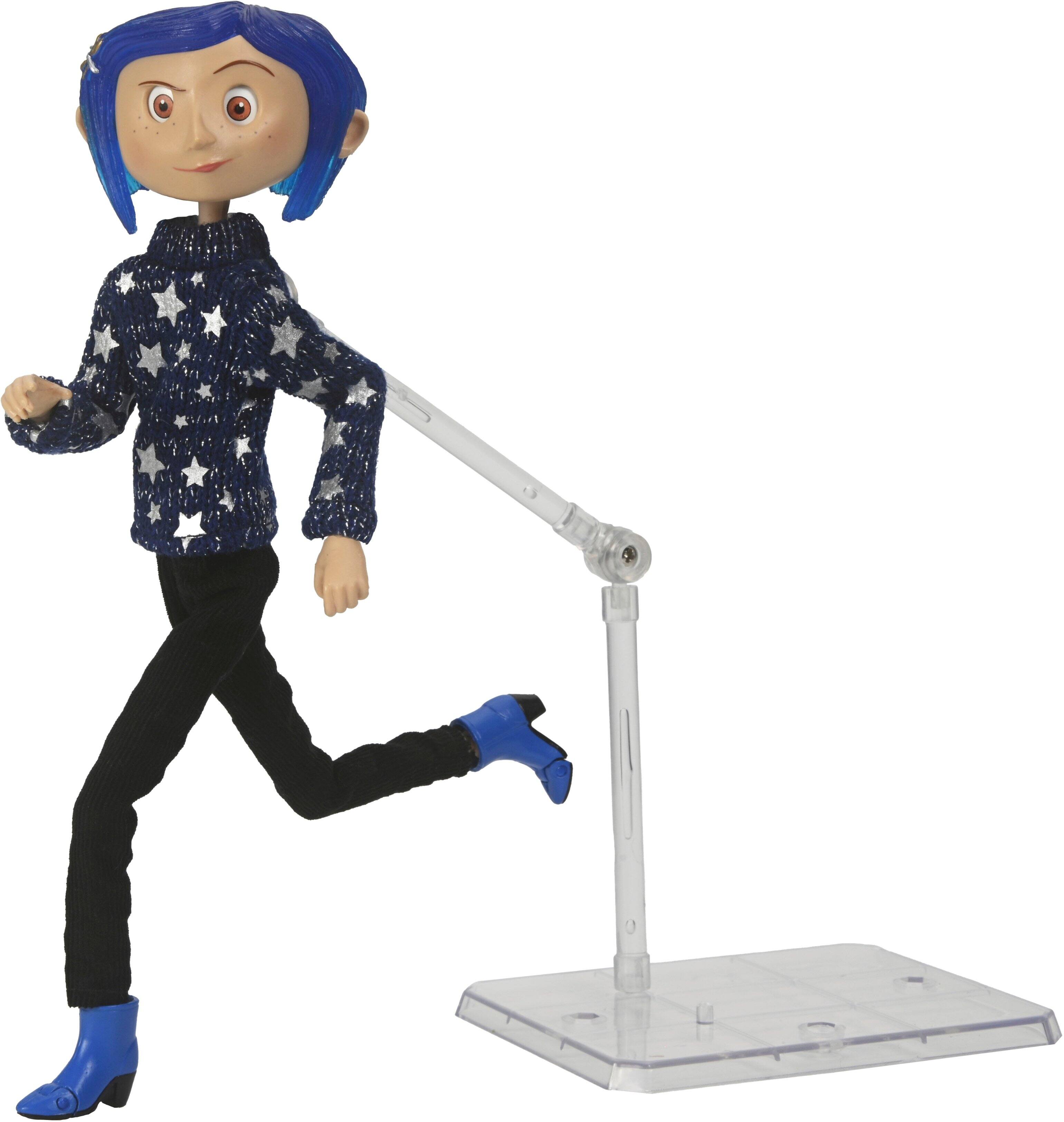 Left. NECA - Coraline Articulated Figure (plastic armature) - in Star Sweater.