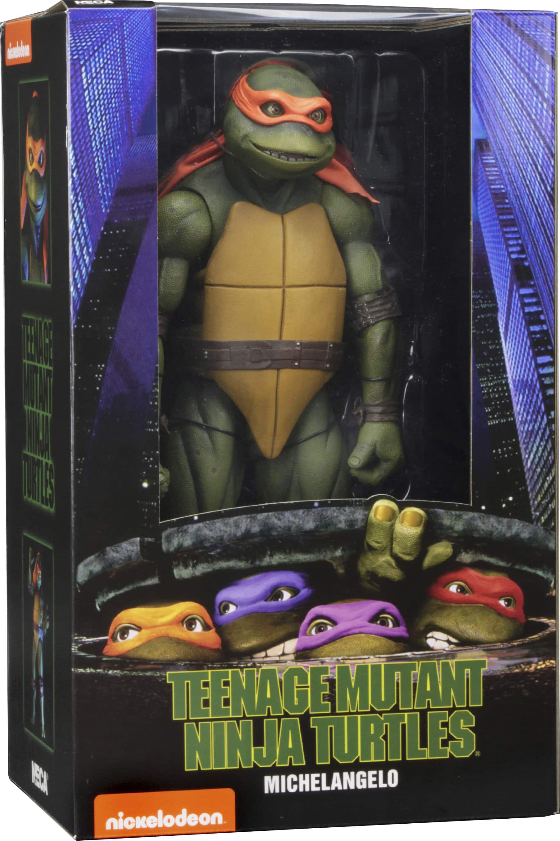 Left. NECA - Teenage Mutant Ninja Turtles 1/4 Scale Action Figure - Michelangelo (1990 Movie).