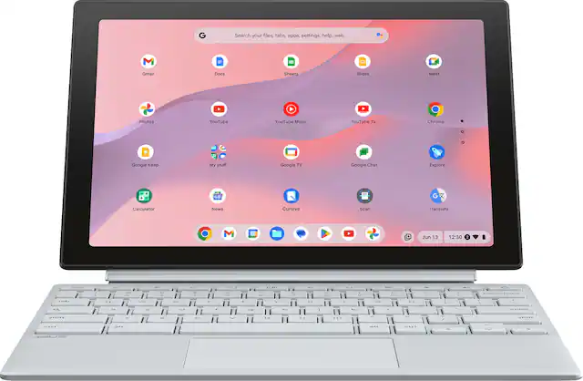 Front. ASUS - ASUS Chromebook Detachable CM3001 10.5" Laptop - MediaTek Kompanio 520 - 4GB Memory - 64GB eMMC - Fog Silver.