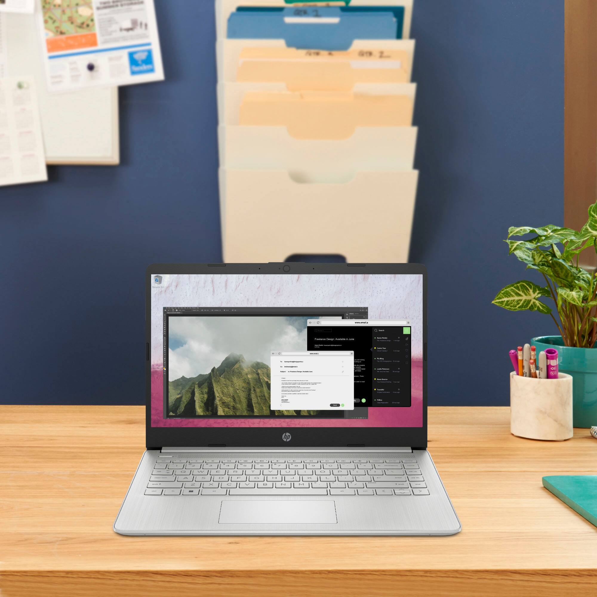 Alt View 14. HP - 14" Laptop - Intel Pentium Silver - 4GB Memory - 128GB SSD - Natural Silver.