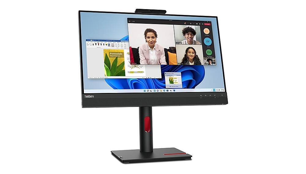 Back. Lenovo - ThinkCenter 23.8" Tiny-In-One 24 Gen 5 IPS LED FHD Multi-Touch Monitor (HDMI, USB, DisplayPort) - Black.