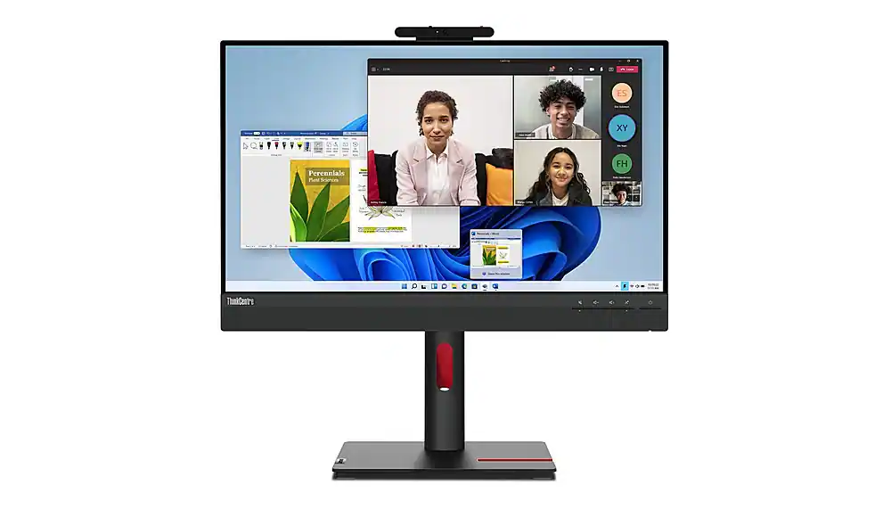 Front. Lenovo - ThinkCenter 23.8" Tiny-In-One 24 Gen 5 IPS LED FHD Multi-Touch Monitor (HDMI, USB, DisplayPort) - Black.