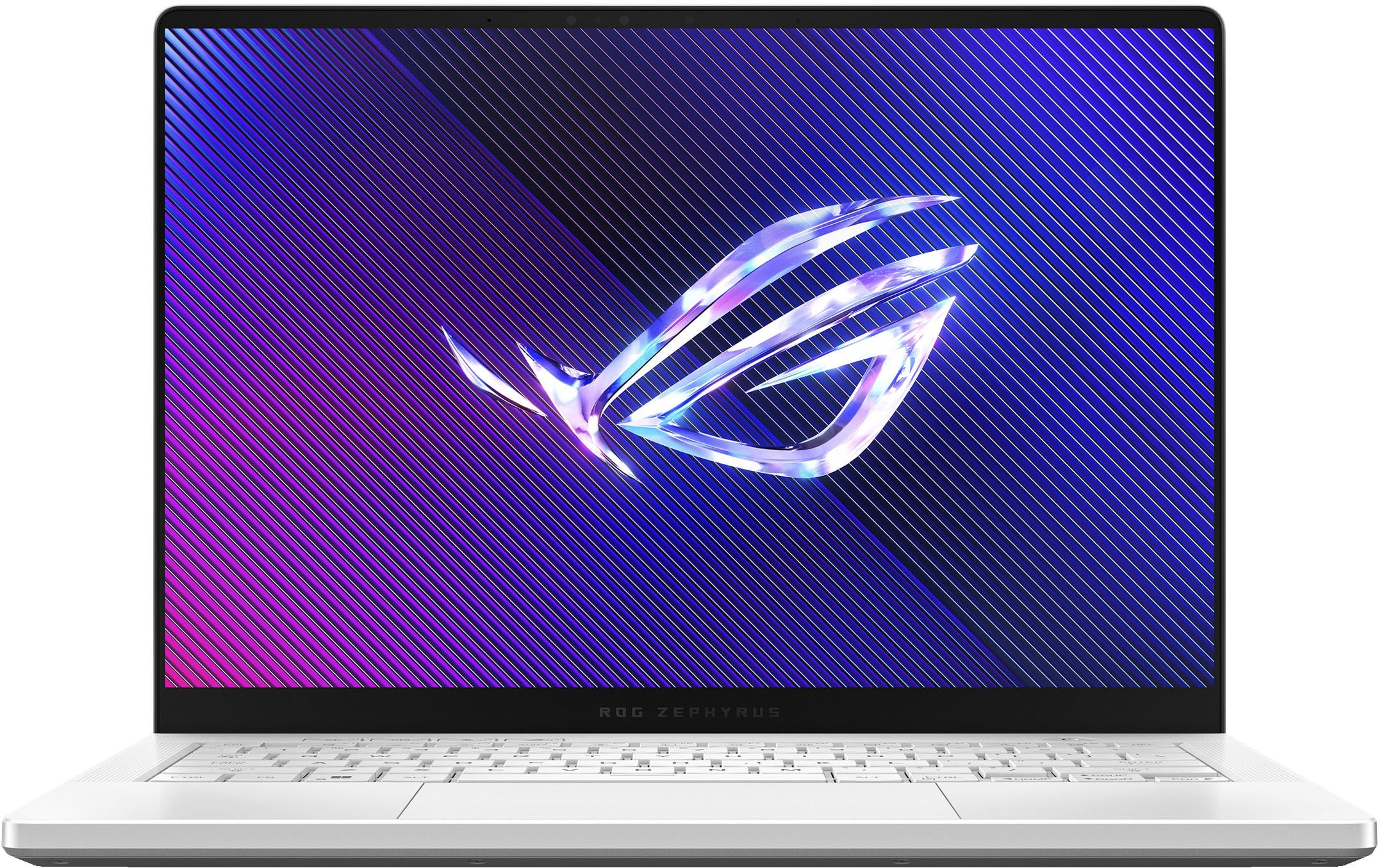 Angle. ASUS - ROG Zephyrus G14 14" OLED 3K 120Hz Gaming Laptop - AMD Ryzen 9 8945HS - 16GB LPDDR5X - NVIDIA GeForce RTX 4060 - 1TB SSD - Platinum White.