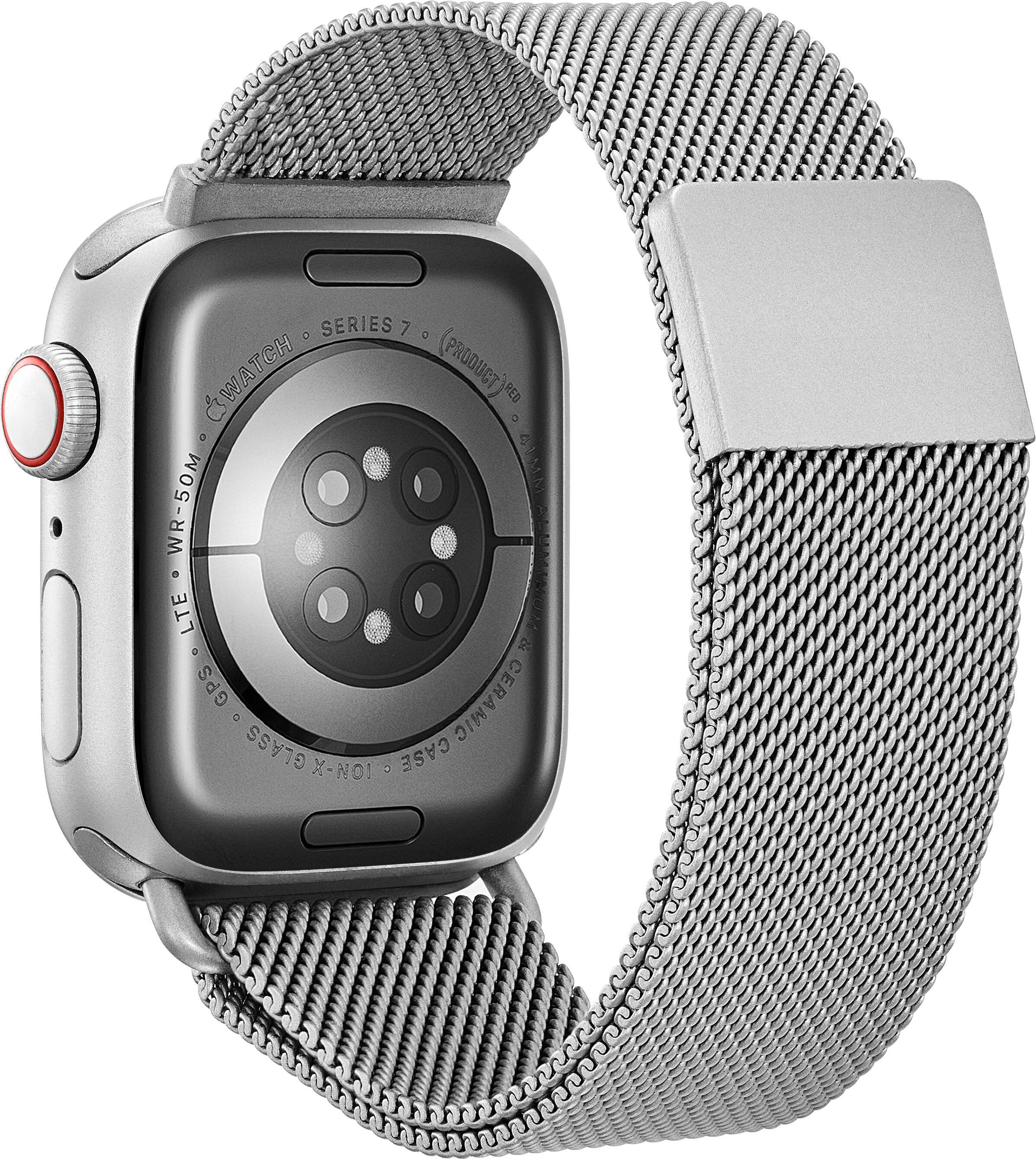 Alt View 12. Insignia™ - Stainless Steel Mesh Band for Apple Watch 38mm, 40mm, 41mm and SE - Silver.